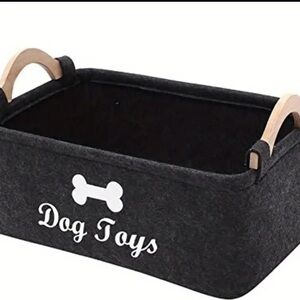 Grey Dog Toy Storage Basket